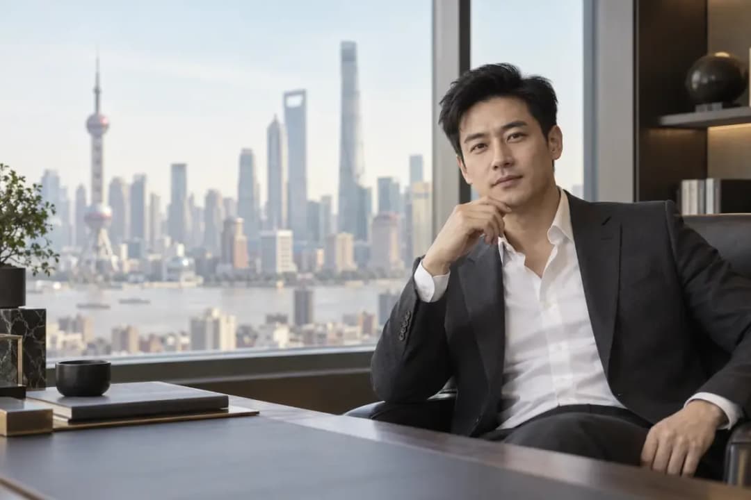华人科技企业家在办公室中的形象场景示意